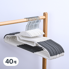 솔브리빙 파스텔 목 늘어남 방지 논슬립 옷걸이, 블랙, 40개