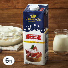그랑도르 휘핑크림 조지방함량 35.1%, 6개, 1L