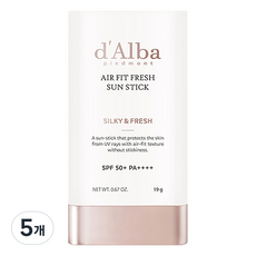 [비건뷰티] 달바 에어 핏 프레쉬 선스틱 SPF50+ PA++++, 19g, 5개