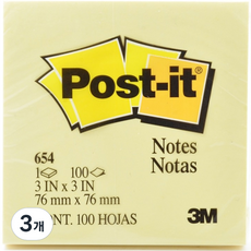 3M Post-it 利貼 [3M]便條紙 654, 黃色的, 3個