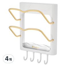 마켓감성 무타공 고데기 거치대 사각, 화이트, 4개