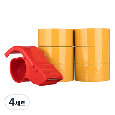 Daebak Tape 黃色封箱膠帶 50m 6入 + 切台 1入, 4組