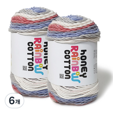 니뜨 허니 레인보우 코튼 뜨개실 100g, 6개, 521베이지퍼플