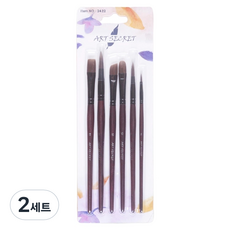 아트시크릿 2422 다용도 6본 아크릴 수채화 브러쉬 세트, 2세트, 2R, 8R, 12R, 10FB, 10S, 12F