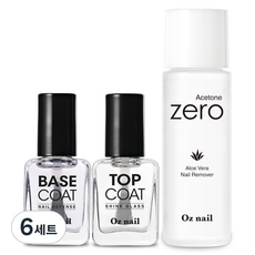 오즈네일 퍼펙트 매니큐어 네일기초 3종세트, 6세트, 알로에 리무버 100ml + 베이스 코트 8ml + 탑 코트 8ml