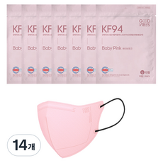 굿바이브스 황사방역용 마스크 대형 KF94, 베이비핑크, 14개, 7개입