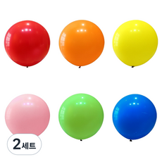Khohimo 超大型圓形氣球6件組 90cm 5W0443, 2套, 紅色. 橘色, 黃色, 粉紅色,綠色, 藍色