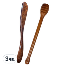 趣味雙件組 蜂蜜勺 + 奶油刀, 3套, 木質