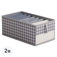 小麥購物 像素無紡布透明開窗收納箱 L425, 灰色, 2個