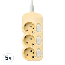 에코파워탭 국내 제조 소프트 컬러 개별 멀티탭 3구, 2m, 크림바닐라, 5개