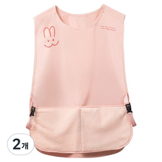 soonZAM 圓領兔子簡易防水廚房圍裙, 2個, 粉紅色