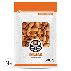 푸드니스타 생 아몬드, 500g, 3개