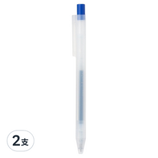 MUJI 無印良品 自由換芯按壓滑順膠墨筆 0.38mm, 藍色, 2支