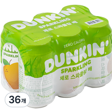 던킨 제로 스파클링 배, 350ml, 36개