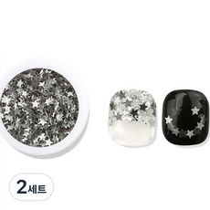 Jello Jello Flash Pang 星星亮片 + 指甲貼紙組, GL023 閃光銀(星星亮片), 2套