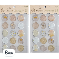 OLIVEPARTY 立體喜帖封蠟貼紙 花朵手帳裝飾 15入組, 黃色, 8套