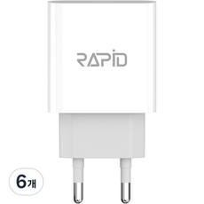 라피드 PD 20W 2포트 C타입 + C타입 가정용 충전기, 화이트, 6개