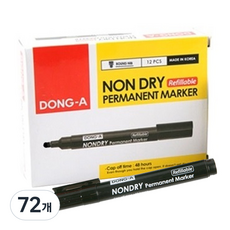 동아 논드라이 리필 유성매직 1set, 흑색, 72개