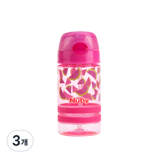 누비 트라이탄 티티 원터치 빨대컵, 수박핑크색, 3개, 360ml