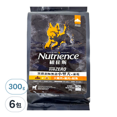Nutrience 全齡小型犬 黑鑽頂級無穀凍乾, 火雞肉 + 雞肉 + 鮭魚, 300g, 6包