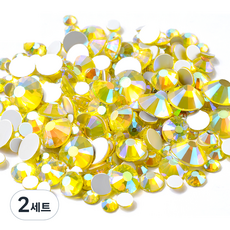 MEIBROWN DIY美甲 高級彩色混合尺寸平底美甲鑽, M03102(黃色), 2套