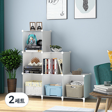 라라공방 DIY 인테리어 다용도 큐브 보관함 공간박스 수납함 6칸, 화이트, 2세트