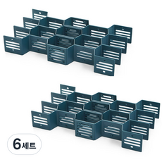윰스 서랍 정리정돈 칸막이 파티션 12p 세트, 네이비, 6세트