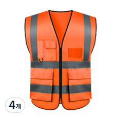 반사 조끼 오렌지 D123, 4개