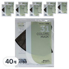 블루본 베이직 31컬러 마스크 특대형 KF80, 흑임자그레이, 40개, 1개입