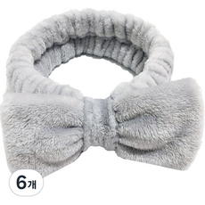 SolRoom 蝴蝶結洗臉髮帶, 灰色, 6個