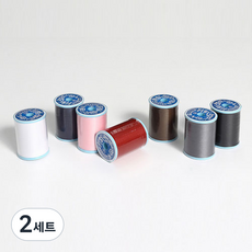 다루마 로프티 미싱재봉실 멀티베이직 7종 세트, 화이트, 블랙, 연핑크, 레드, 네이비, 브라운, 그레이, 2세트