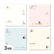 데일리재팬 캐릭터 떡메모지 4종 혼합세트, 화이트 + 핑크 + 민트 + 아이보리, 3세트