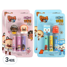 핑크풋 브레드이발소 피규어 연필캡 2종 x 2p 세트, 핑크, 블루, 3세트