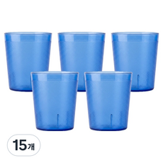 리빙메이트 PC 안깨지는 물컵 190ml, 청색, 15개