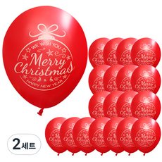 裝飾聖誕氣球 30cm x 20入 + 手動打氣筒 隨機出貨 + 白色小緞帶, 紅色, 2套