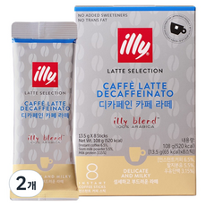illy 意利 低咖啡因拿鐵即溶咖啡棒, 2個, 8入, 13.5g