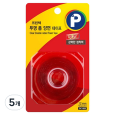 Printec 透明泡棉雙面膠帶DC120212mm x 2m, 泡棉 透明, 5個