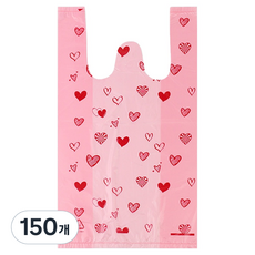 아이엔피 양날 손잡이 비닐봉투 핑크 하트 대 31 x 55 x 17 cm, 150개