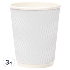 삼신상사 해피팩 한결 종이 단열 웨이브 카페컵 240ml 화이트, 3개, 100개입