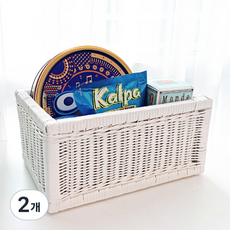 Rattan Shop 高級款 藤製長方形藤編籃 J087W, 白色, 2個