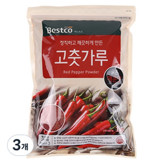 베스트코 고춧가루 굵은 매운맛, 3개, 1kg