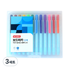 MORRIS JUST CLICK 白板筆 S 12色組, 粉紅色, 紅色, 橘色, 黃色, 淺綠色, 綠色, 藍色, 天藍色, 紫色, 淺棕色, 棕色, 黑色, 3套