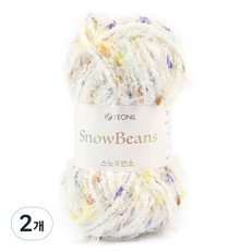 YEONIL Brandyan 雪豆編織線, 1 牛奶毛球, 2個