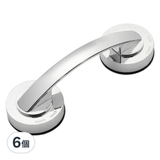 免釘強力吸盤式安全把手, 19.6 x 6.5 x 4.5cm, 6個, 銀色