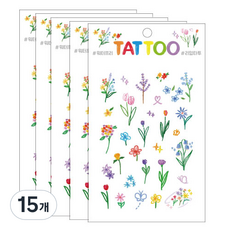 Petit 迷你紋身貼紙 TS006, 彩色花朵, 15個