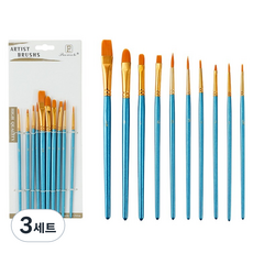 인글로우 수채화 붓 10종 세트 블루, 3세트, 1호, 2호, 3호, 4호, 5호, 6호, 7호, 8호, 9호, 10호