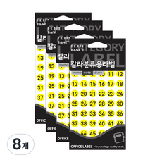 Petit 數字彩色分類用標籤貼紙 螢光黃 20-409, 8個