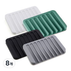 Market Plan Tiv 矽膠皂盤, 8個, 白色, 黑色, 灰色, 綠色