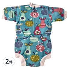Splash About Happy Nappy Wetsuit 連身版游泳尿布褲，UPF50+防曬，柔軟保暖Neoprene潛水專用面料, L, 2件