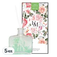 유멜 프리저브드 디퓨저 + 화이트 섬유스틱 3p, 아쿠아그린티, 200ml, 5세트